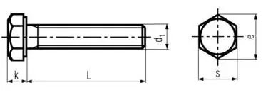 Hastelloy Hex Bolt Dimension